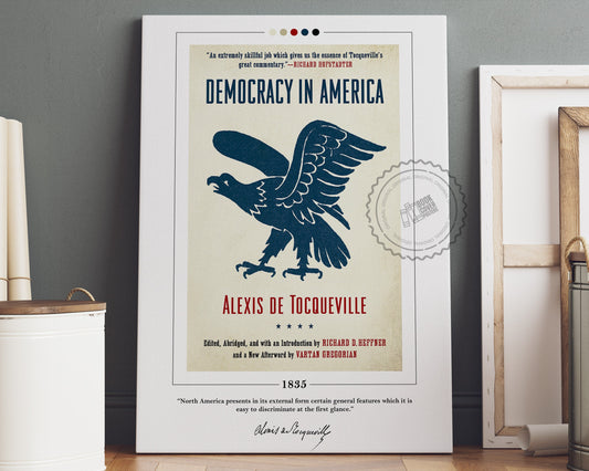 Democracy in America Book Cover Poster | Alexis de Tocqueville, Democracy in America Poster, Book Posters, Canvas Wall Art, Book Lover Gift