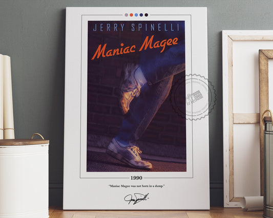 Maniac Magee Book Cover Poster | Jerry Spinelli, Maniac Magee Poster, Maniac Magee Print, Book Posters, Canvas Wall Art, Book Lover Gift