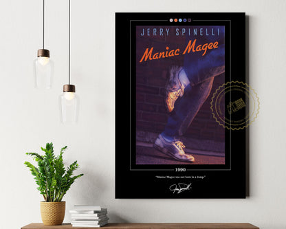 Maniac Magee Book Cover Poster | Jerry Spinelli, Maniac Magee Poster, Maniac Magee Print, Book Posters, Canvas Wall Art, Book Lover Gift