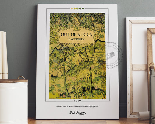 Out of Africa Book Cover Poster | Isak Dinesen, Out of Africa Poster, Out of Africa Print, Book Posters, Canvas Wall Art, Book Lover Gift