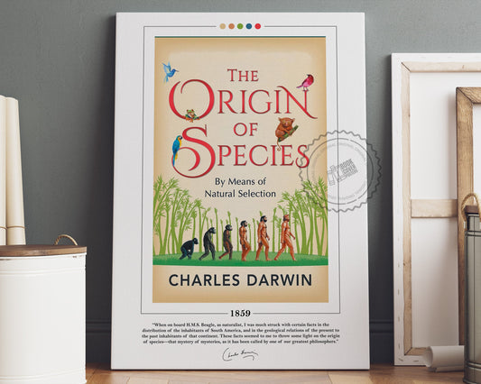 The Origin of Species Book Cover Poster | Charles Darwin, Origin of Species Poster, Book Posters, Book Art, Canvas Wall Art, Book Lover Gift