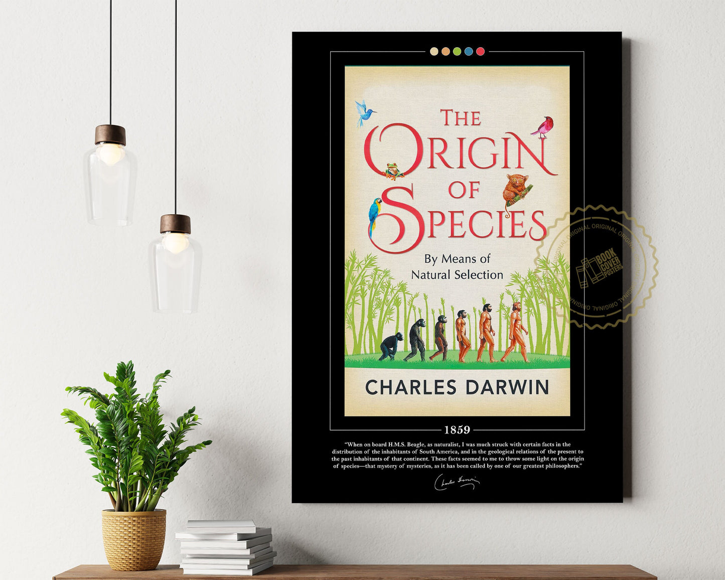 The Origin of Species Book Cover Poster | Charles Darwin, Origin of Species Poster, Book Posters, Book Art, Canvas Wall Art, Book Lover Gift