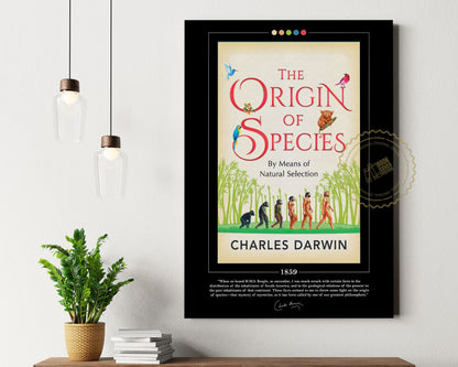 The Origin of Species Book Cover Poster | Charles Darwin, Origin of Species Poster, Book Posters, Book Art, Canvas Wall Art, Book Lover Gift
