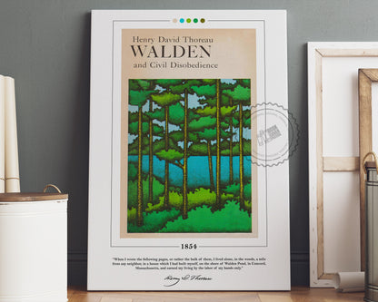 Walden Book Cover Poster | Henry David Thoreau, Walden Poster, Walden Print, Book Posters, Canvas Wall Art, Book Art, Book Lover Gift