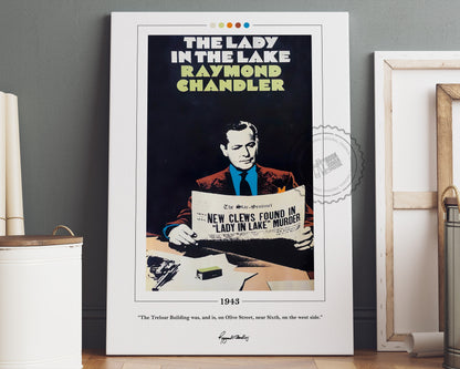The Lady in the Lake Book Cover Poster | Raymond Chandler, The Lady in the Lake Poster, Book Posters, Canvas Wall Art, Book Lover Gift