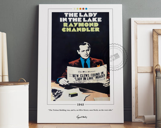 The Lady in the Lake Book Cover Poster | Raymond Chandler, The Lady in the Lake Poster, Book Posters, Canvas Wall Art, Book Lover Gift