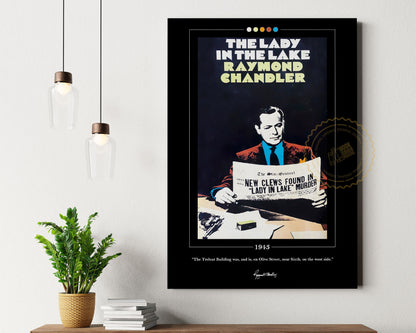 The Lady in the Lake Book Cover Poster | Raymond Chandler, The Lady in the Lake Poster, Book Posters, Canvas Wall Art, Book Lover Gift