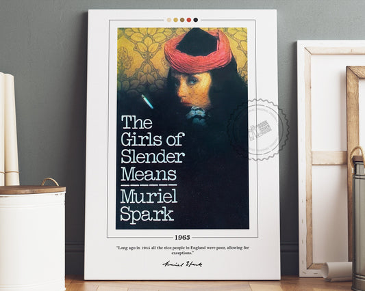 The Girls of Slender Means Book Cover Poster | Muriel Spark, The Girls of Slender Means Poster, Book Posters, Canvas Print, Book Lover Gift