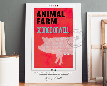 Animal Farm Book Cover Poster | George Orwell, Animal Farm Poster, Animal Farm Print, Book Posters, Canvas Wall Art, Book Lover Gift