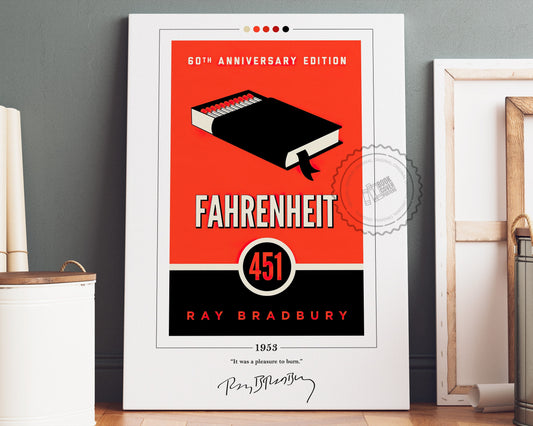 Fahrenheit 451 Book Cover Poster | Ray Bradbury, Fahrenheit 451 Poster, Fahrenheit 451 Print, Book Posters, Canvas Print, Book Lover Gift