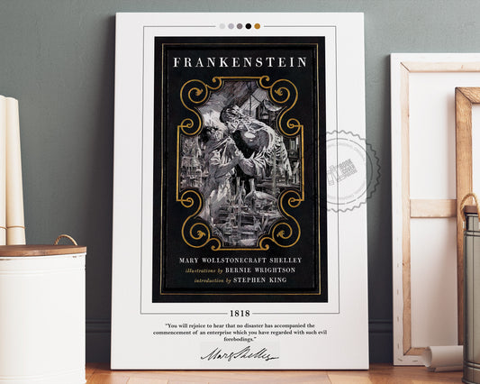 Frankenstein Book Cover Poster | Mary Shelley, Frankenstein Poster, Frankenstein Print, Book Posters, Canvas Wall Art, Book Lover Gift