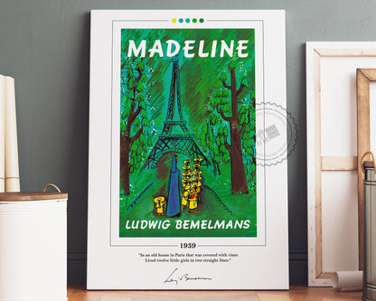 Madeline Book Cover Poster | Ludwig Bemelmans, Madeline Poster, Madeline Print, Book Posters, Canvas Wall Art, Book Art, Book Lover Gift