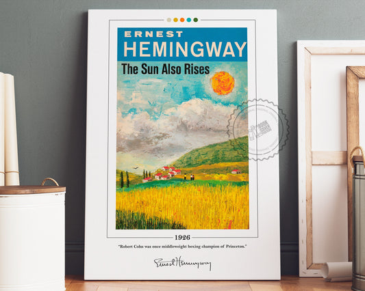 The Sun Also Rises Book Cover Poster | Ernest Hemingway, The Sun Also Rises Poster, Book Posters, Book Art, Canvas Wall Art, Book Lover Gift