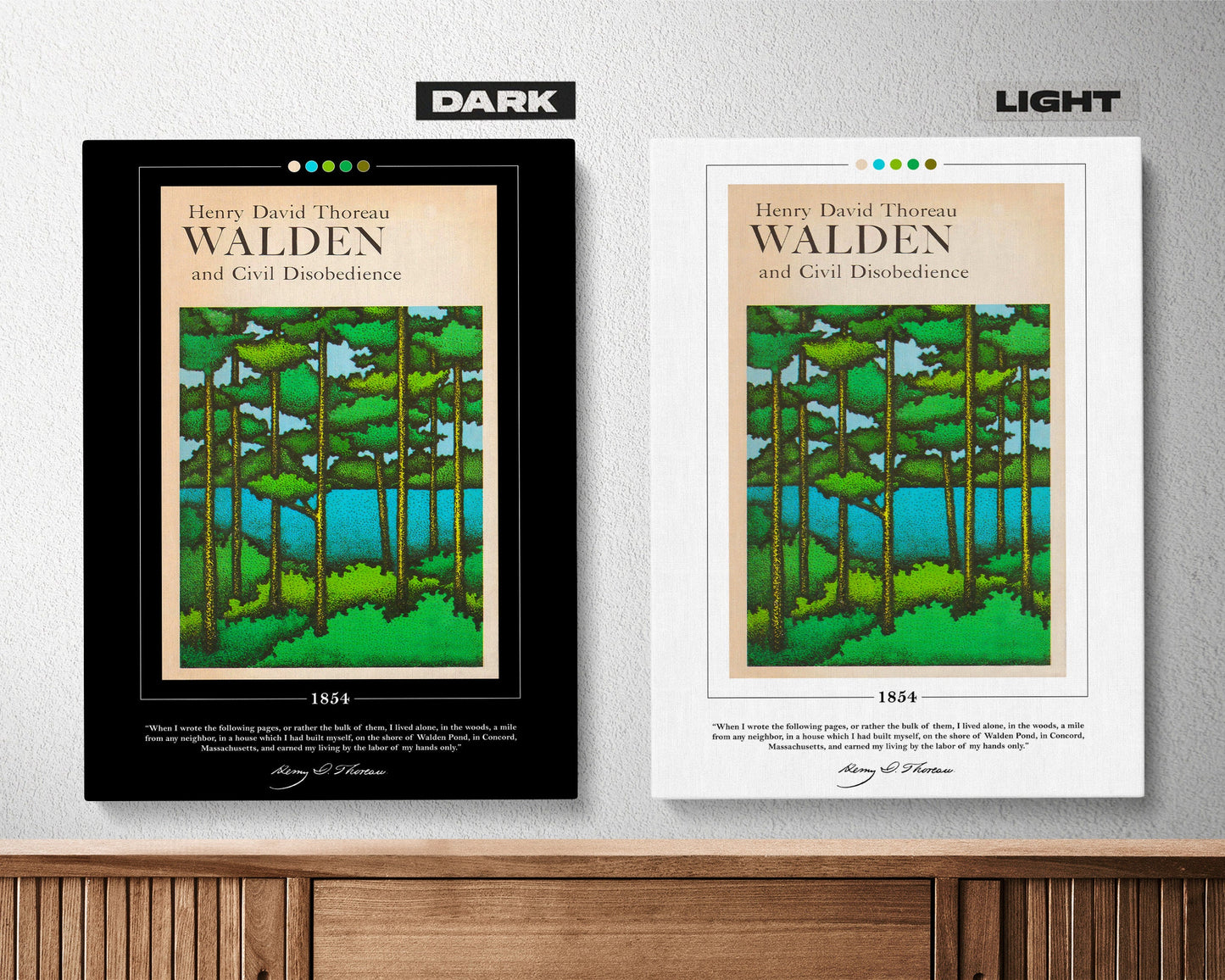 Walden Book Cover Poster | Henry David Thoreau, Walden Poster, Walden Print, Book Posters, Canvas Wall Art, Book Art, Book Lover Gift