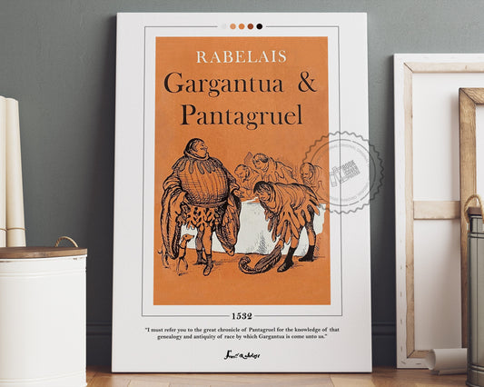 Gargantua and Pantagruel Book Cover Poster | Rabelais, Gargantua Poster, Gargantua Print, Book Posters, Canvas Wall Art, Book Lover Gift