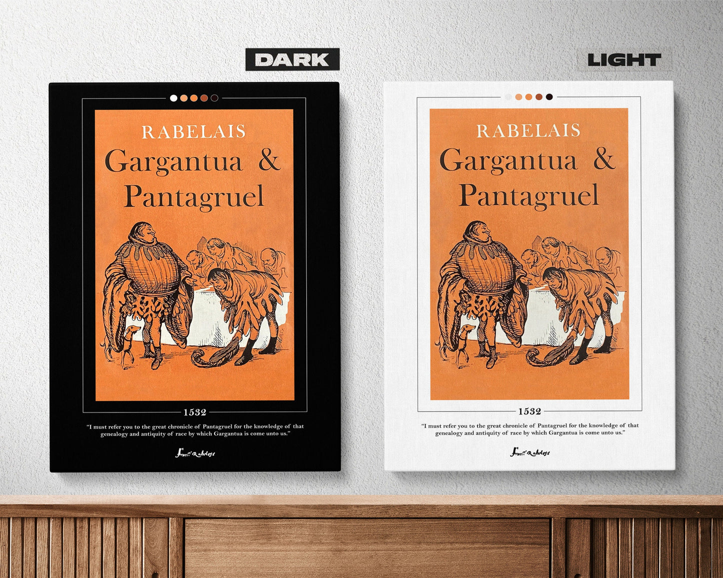 Gargantua and Pantagruel Book Cover Poster | Rabelais, Gargantua Poster, Gargantua Print, Book Posters, Canvas Wall Art, Book Lover Gift