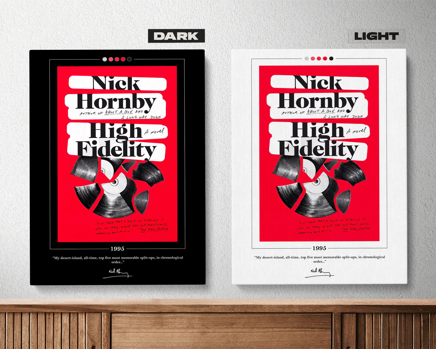 High Fidelity Book Cover Poster | Nick Hornby, High Fidelity Poster, High Fidelity Print, Book Posters, Canvas Wall Art, Book Lover Gift