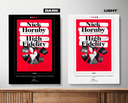 High Fidelity Book Cover Poster | Nick Hornby, High Fidelity Poster, High Fidelity Print, Book Posters, Canvas Wall Art, Book Lover Gift