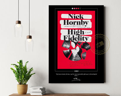 High Fidelity Book Cover Poster | Nick Hornby, High Fidelity Poster, High Fidelity Print, Book Posters, Canvas Wall Art, Book Lover Gift
