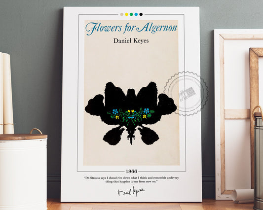 Flowers for Algernon Book Cover Poster | Daniel Keyes, Flowers for Algernon Poster, Book Posters, Canvas Wall Art, Book Art, Book Lover Gift