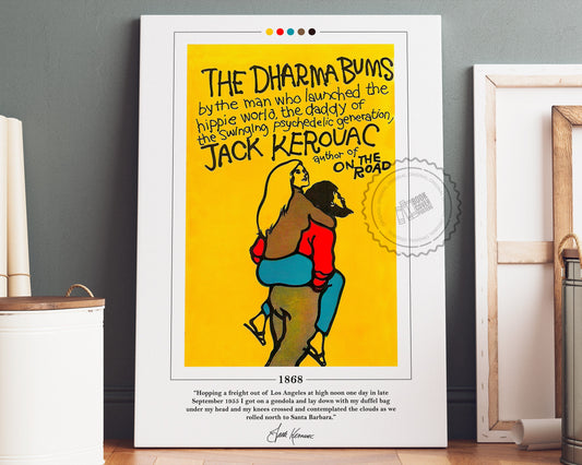 The Dharma Bums Book Cover Poster | Jack Kerouac, Dharma Bums Poster, Dharma Bums Print, Book Posters, Canvas Wall Art, Book Lover Gift