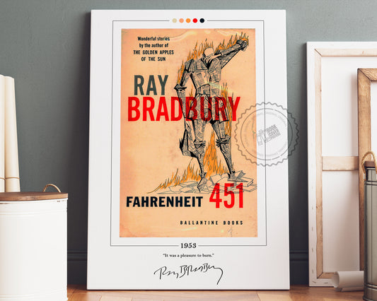 Fahrenheit 451 Book Cover Poster | Ray Bradbury, Fahrenheit 451 Poster, Fahrenheit 451 Print, Book Posters, Book Art, Canvas Wall Art