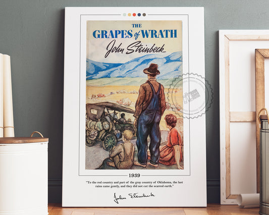 The Grapes of Wrath Book Cover Poster | John Steinbeck, The Grapes of Wrath Poster, Book Posters, Book Art, Canvas Wall Art, Book Lover Gift