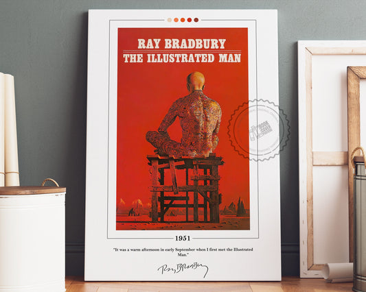 The Illustrated Man Book Cover Poster | Ray Bradbury, The Illustrated Man Poster, Book Posters, Canvas Wall Art, Book Art, Book Lover Gift