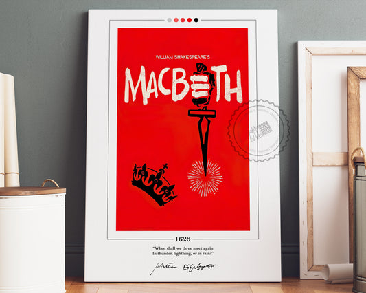 Macbeth Book Cover Poster | William Shakespeare, Macbeth Poster, Macbeth Print, Book Posters, Canvas Wall Art, Book Art, Book Lover Gift