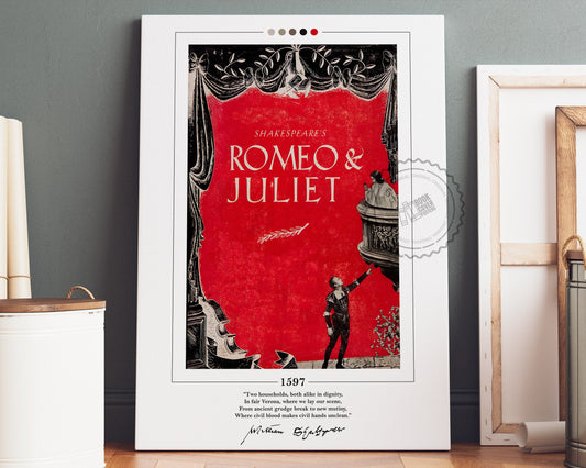 Romeo and Juliet Book Cover Poster | William Shakespeare, Romeo and Juliet Poster, Romeo and Juliet Print, Book Posters, Canvas Wall Art