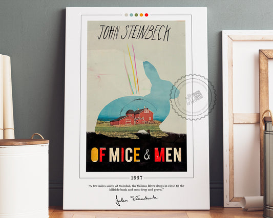 Of Mice and Men Book Cover Poster | John Steinbeck, Of Mice and Men Poster, Of Mice and Men Print, Book Posters, Book Art, Canvas Wall Art