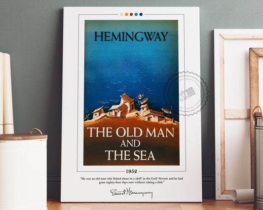 The Old Man and the Sea Book Cover Poster | Ernest Hemingway, The Old Man and the Sea Poster, Book Posters, Canvas Wall Art, Book Lover Gift