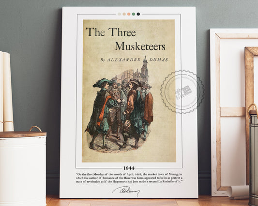 The Three Musketeers Book Cover Poster | Alexandre Dumas, The Three Musketeers Poster, 3 Musketeers Print, Book Posters, Book Art