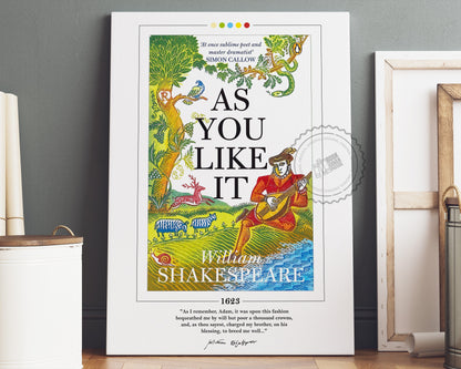 As You Like It Book Cover Poster | William Shakespeare, As You Like It Poster, As You Like It Print, Book Posters, Book Art, Book Lover Gift