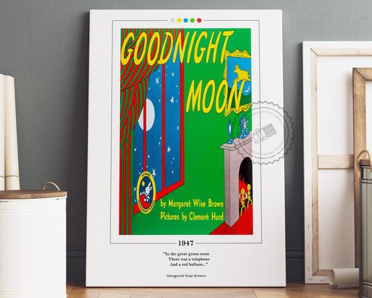 Goodnight Moon Book Cover Poster | Margaret Wise Brown, Goodnight Moon Poster, Goodnight Moon Print, Book Posters, Book Art, Book Lover Gift