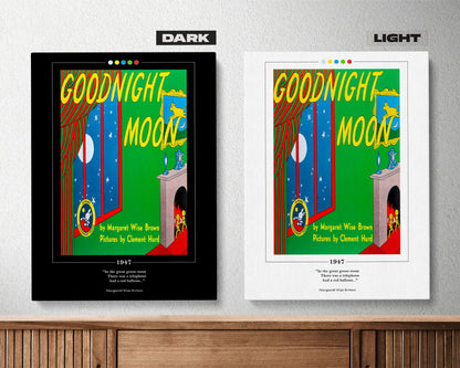 Goodnight Moon Book Cover Poster | Margaret Wise Brown, Goodnight Moon Poster, Goodnight Moon Print, Book Posters, Book Art, Book Lover Gift