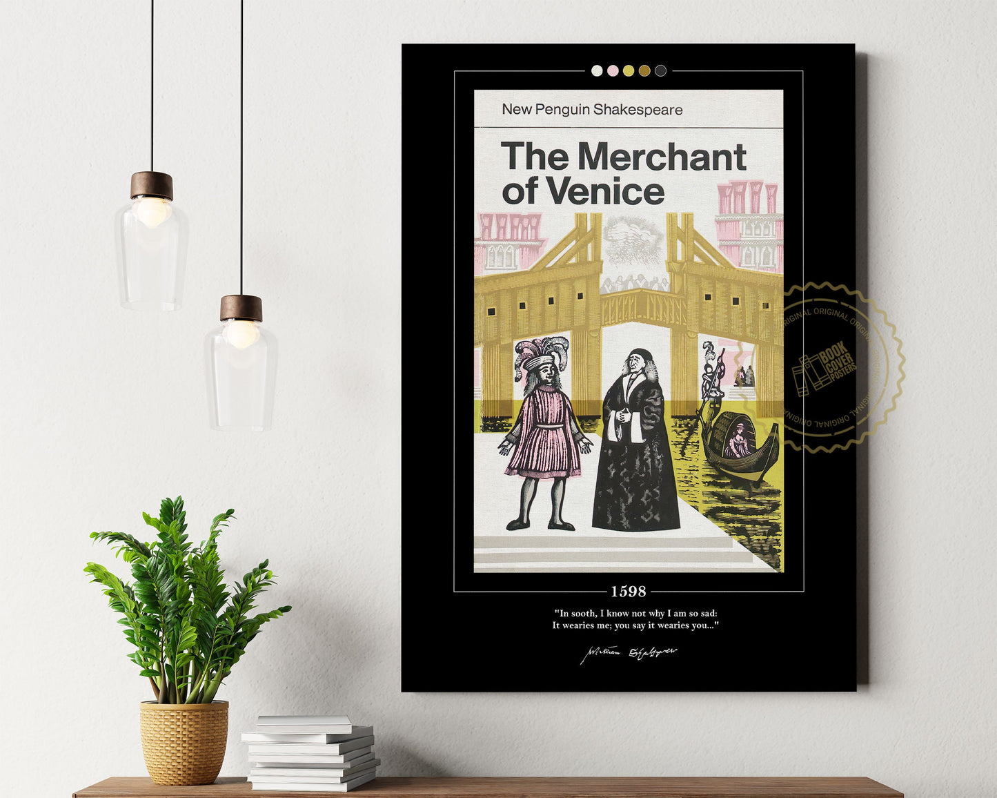 The Merchant of Venice Book Cover Poster | William Shakespeare, The Merchant of Venice Poster, Book Poster, Canvas Wall Art, Book Lover Gift