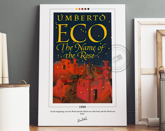 The Name of the Rose Book Cover Poster | Umberto Eco, The Name of the Rose Poster, The Name of the Rose Print, Book Posters, Book Lover Gift
