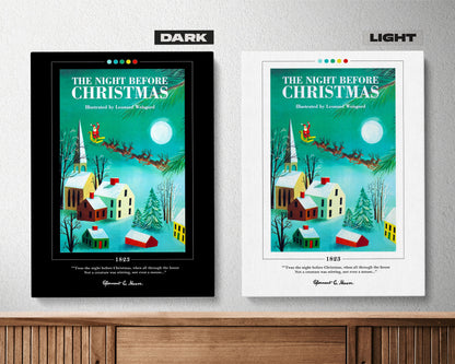 The Night Before Christmas Book Cover Poster | Clement Clarke Moore, Night Before Christmas Poster, Book Posters, Book Art, Book Lover Gift