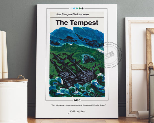 The Tempest Book Cover Poster | William Shakespeare, The Tempest Poster, The Tempest Print, Book Posters, Canvas Wall Art, Book Lover Gift