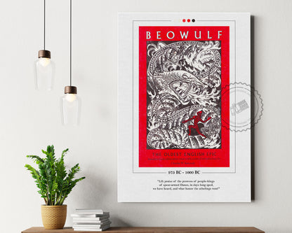 Beowulf Book Cover Poster | Beowulf Poster, Beowulf Print, Book Posters, Book Prints, Book Art, Beowulf Canvas Wall Art, Book Lover Gift