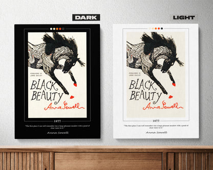 Black Beauty Book Cover Poster | Anna Sewell, Black Beauty Poster, Black Beauty Print, Book Posters, Canvas Wall Art, Book Lover Gift