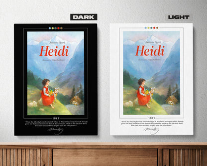 Heidi Book Cover Poster | Johanna Spyri, Heidi Poster, Heidi Print, Book Posters, Book Prints, Book Art, Canvas Wall Art, Book Lover Gift