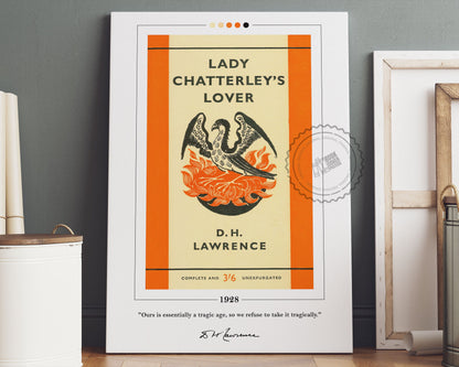 Lady Chatterley's Lover Book Cover Poster | D. H. Lawrence, Lady Chatterley's Lover Poster, Book Posters, Canvas Wall Art, Book Lover Gift