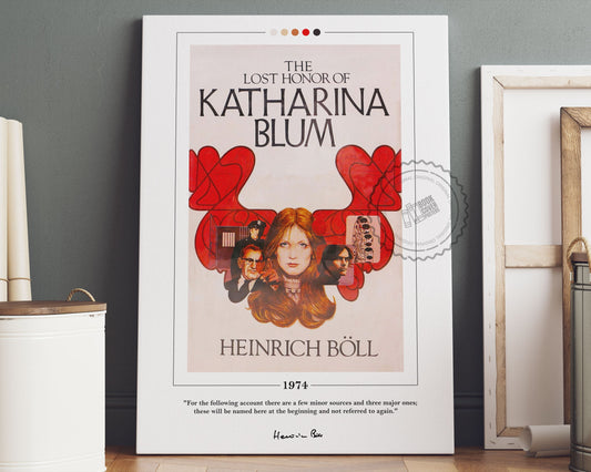 The Lost Honour of Katharina Blum Book Cover Poster | Heinrich Böll, The Lost Honour of Katharina Blum Poster, Book Posters, Book Lover Gift