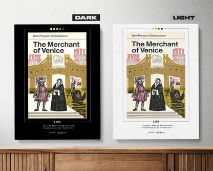 The Merchant of Venice Book Cover Poster | William Shakespeare, The Merchant of Venice Poster, Book Poster, Canvas Wall Art, Book Lover Gift