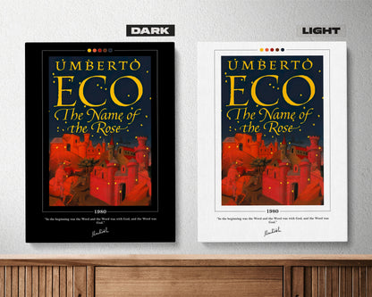 The Name of the Rose Book Cover Poster | Umberto Eco, The Name of the Rose Poster, The Name of the Rose Print, Book Posters, Book Lover Gift
