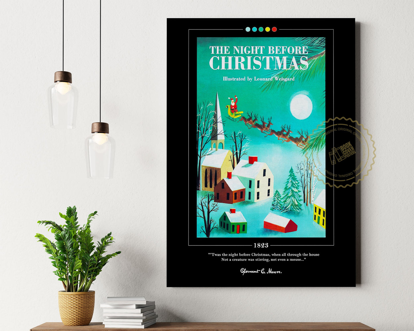 The Night Before Christmas Book Cover Poster | Clement Clarke Moore, Night Before Christmas Poster, Book Posters, Book Art, Book Lover Gift