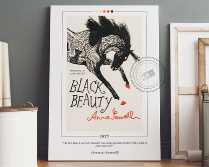 Black Beauty Book Cover Poster | Anna Sewell, Black Beauty Poster, Black Beauty Print, Book Posters, Canvas Wall Art, Book Lover Gift