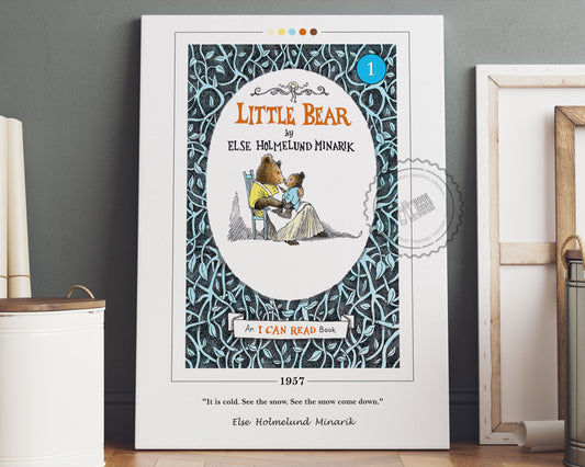 Little Bear Book Cover Poster | Else Holmelund Minarik, Little Bear Poster, Little Bear Print, Book Poster, Canvas Wall Art, Book Lover Gift